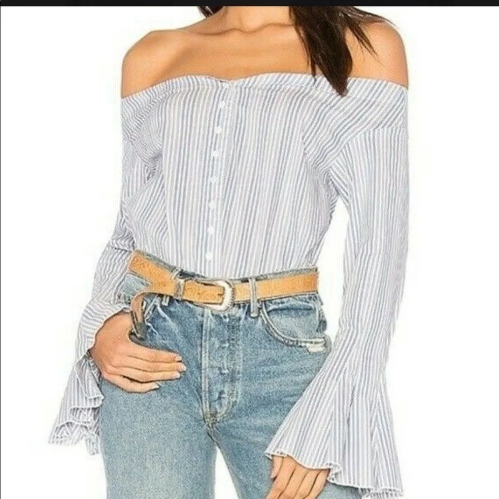 Free people march to the beat off shoulder top